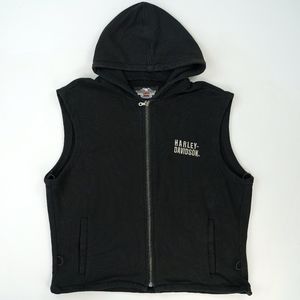 Harley Davidson Sleeveless Hoodie Full Zip Vest